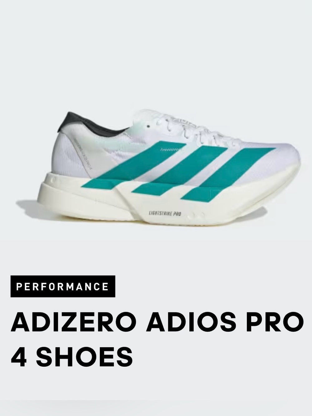 Adidas Adizero Adios Pro 4 Running Shoes - White & Teal